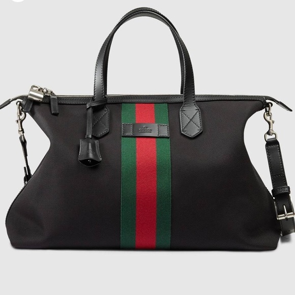 GUCCI Web Techno Canvas Duffle W Strap & Lock π - Picture 1 of 7